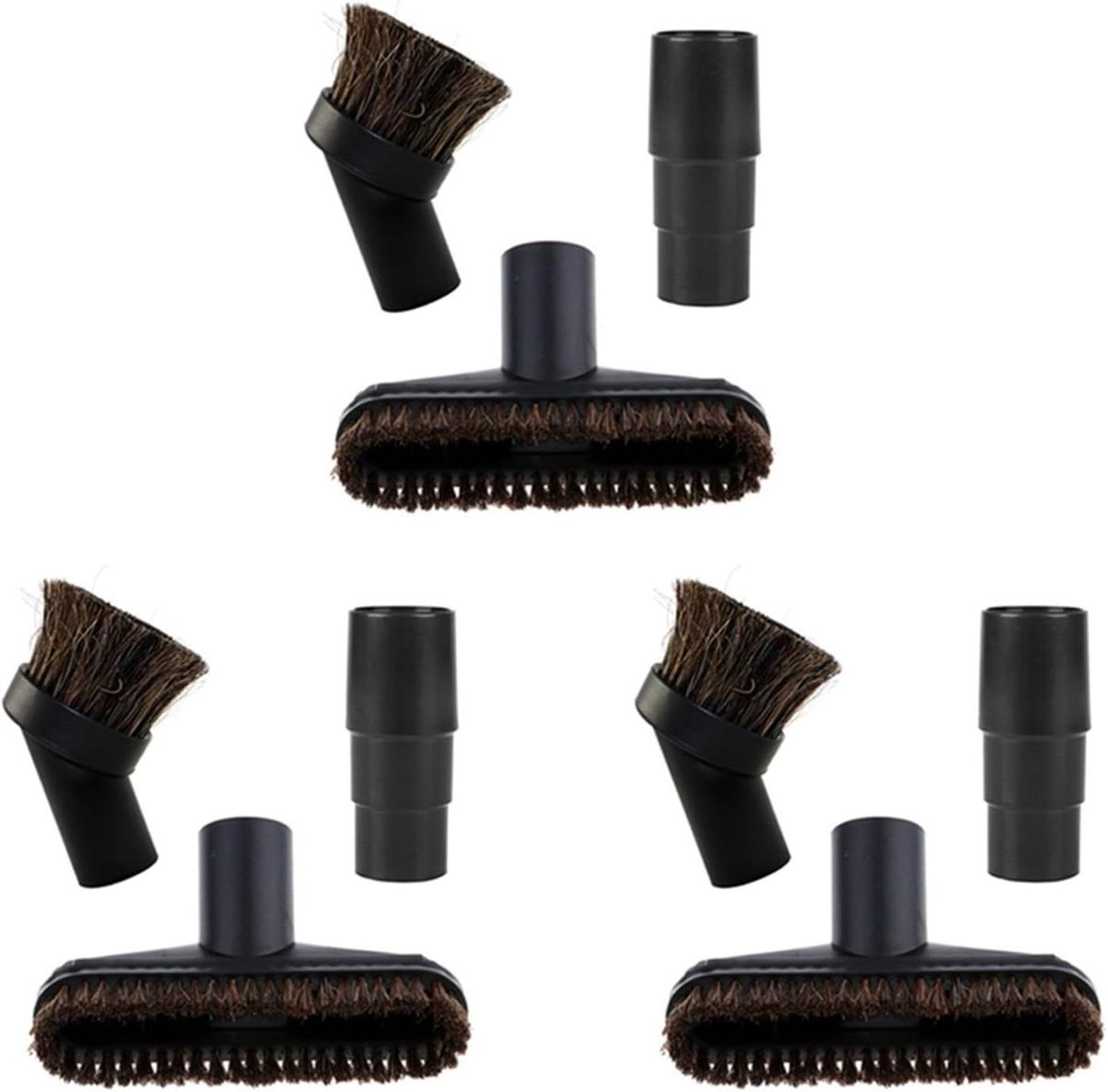Stofzuiger Opzetborstels - Vervangende Onderdelen - Schoonmaken Huis - Met 32/35mm Adapter - 3 Stuks - Zwart
