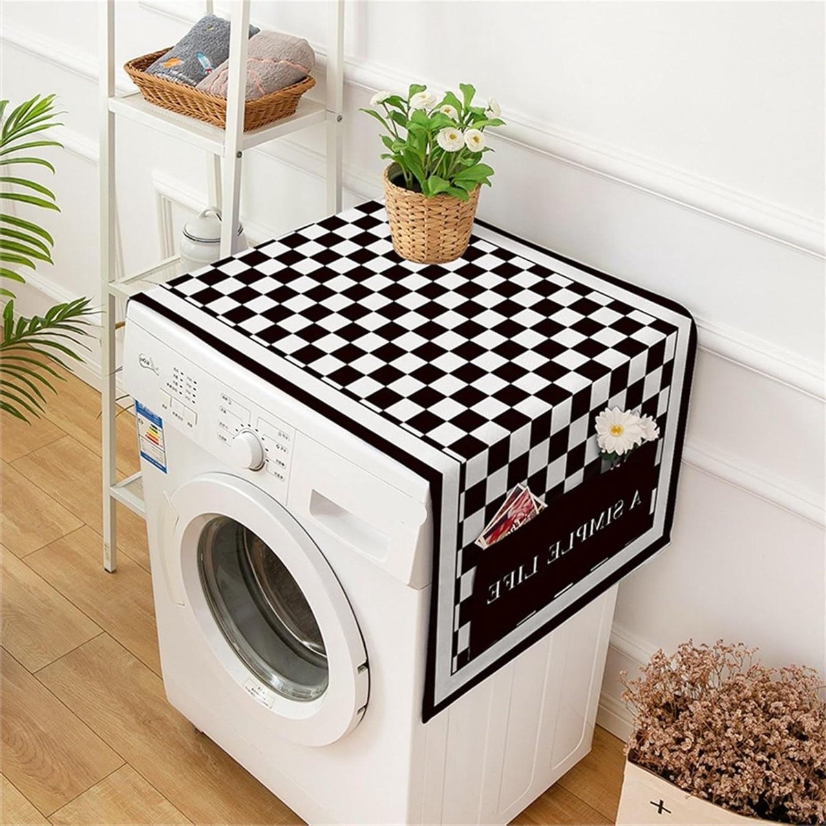 Wasmachinehoes Apparaatbeschermer Apparaten Beschermen Met Opbergzakken 45x140cm Wit