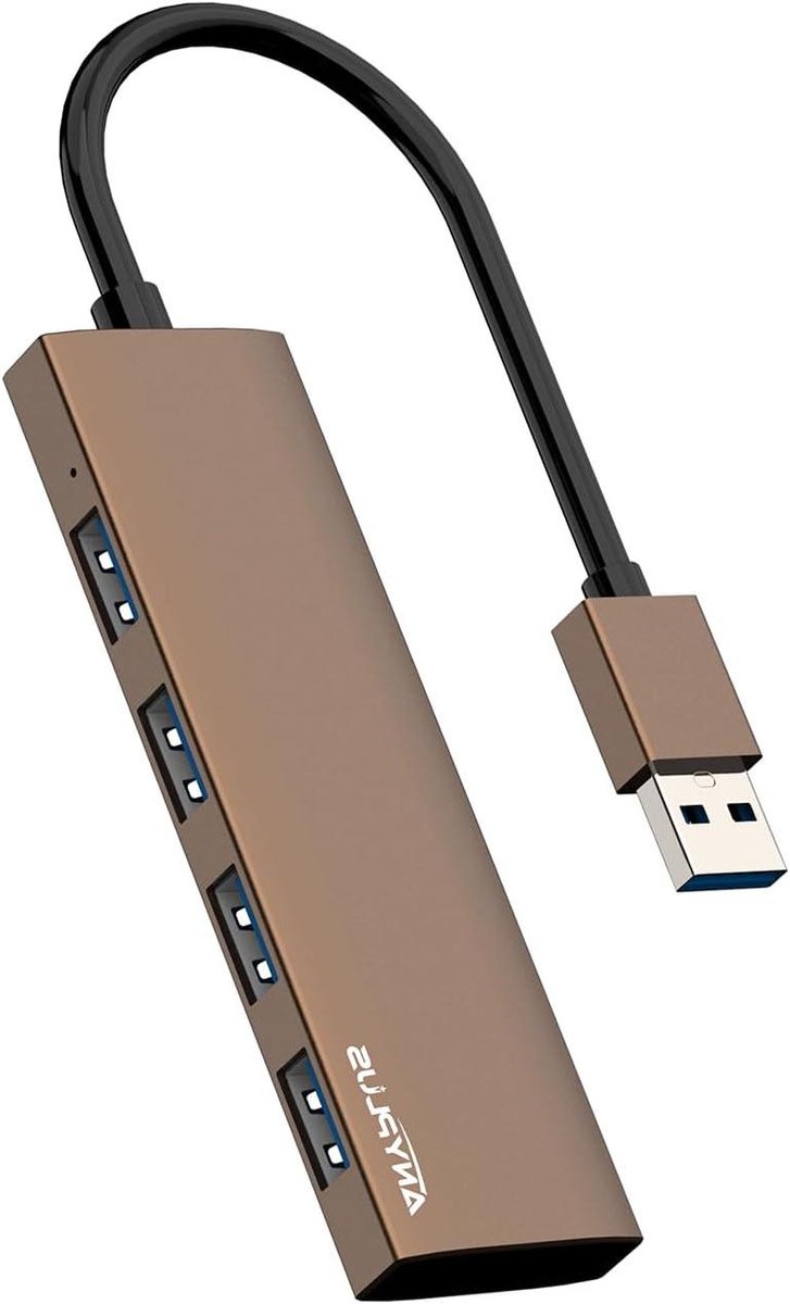 USB Hub - Poorten Uitbreider - Efficiënter Werken - Aluminium Behuizing - 4 Poorten - Aluminium