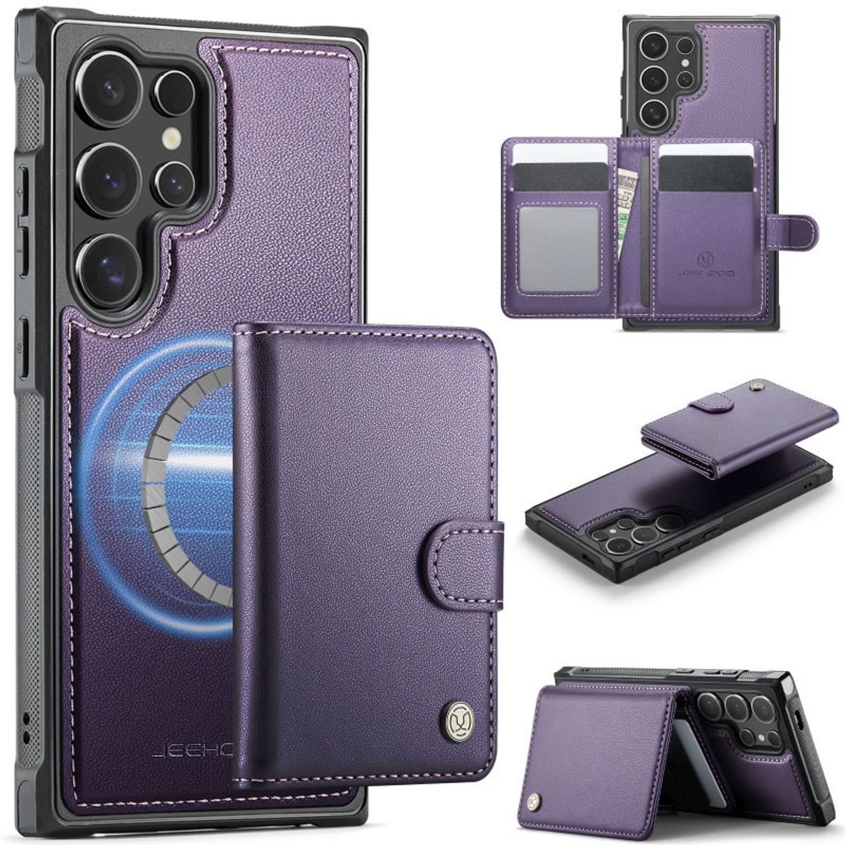 Luxe 2-in-1 Backcover + Magnetische/Afneembare Kaarthouder voor Galaxy S25 Ultra _ Paars