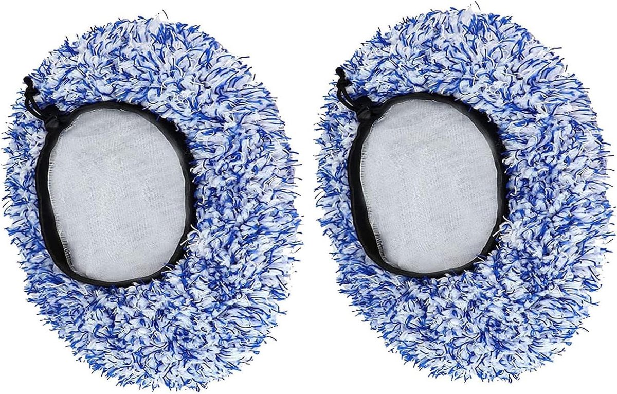 Microvezel Borstelhoes - Autowashandschoen - Krasvrij Wassen - Ingebouwd Stofnet - 2 Stuks - Blauw