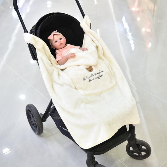 Baby Draaghoes - Winter Voetenzak - Baby Warm Houden - Met Capuchon - Universele Pasvorm - Beer — afbeelding 5