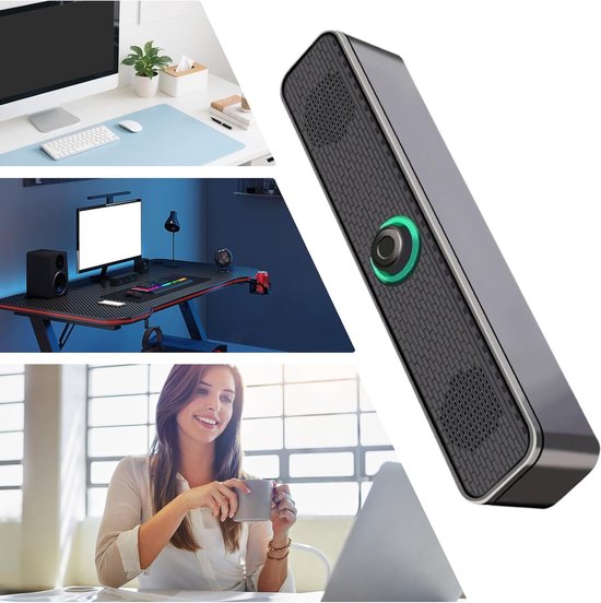 USB Soundbar - Stereo Luidspreker - Verrijk Je Geluid - Verbeterde Bas - 32 cm Breed - Zwart — afbeelding 5