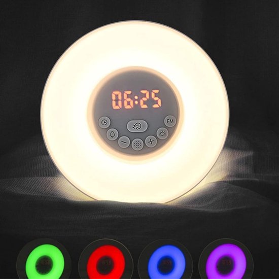 Slimme Wekker - Nachtlamp Digitale Klok - Rustig Wakker Worden - Zonsopkomst Simulatie - Extra Groot Display - Wit — afbeelding 4