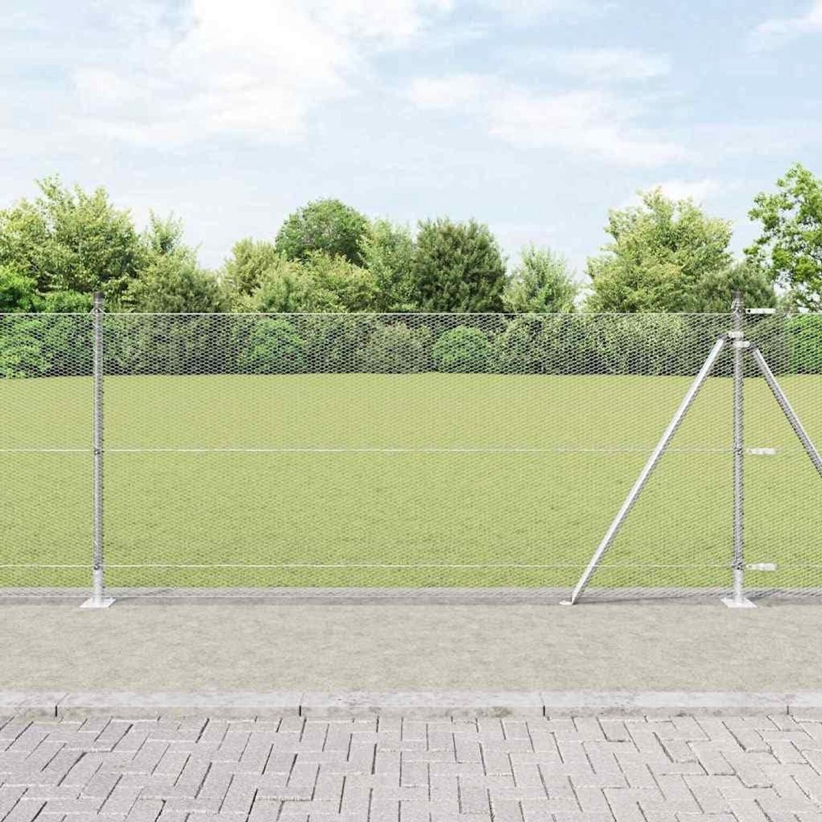 Stalen Balustrade Palen - Hekpalen Tuin - Buiten Omheinen - Weerbestendige PVC-coating - 50 Meter Lengte - Zilverkleurig