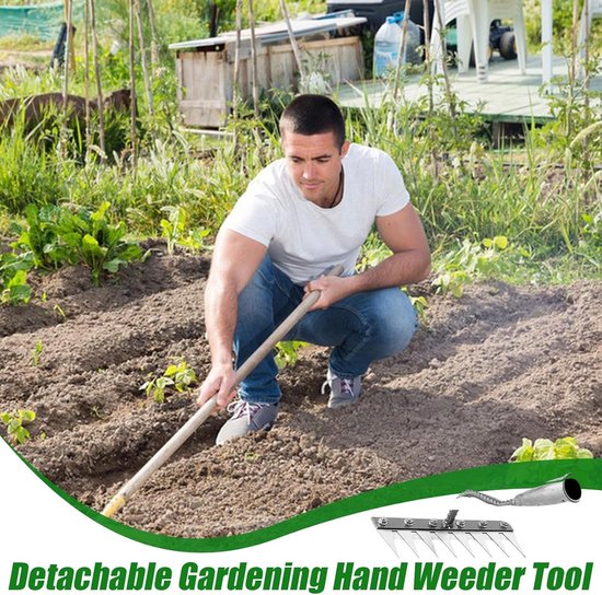 Handmatige onkruidsteker - Tuin gereedschap - Onkruid verwijderen - Stalen 7-8 tanden - 38 x 30 x 12 cm — afbeelding 4