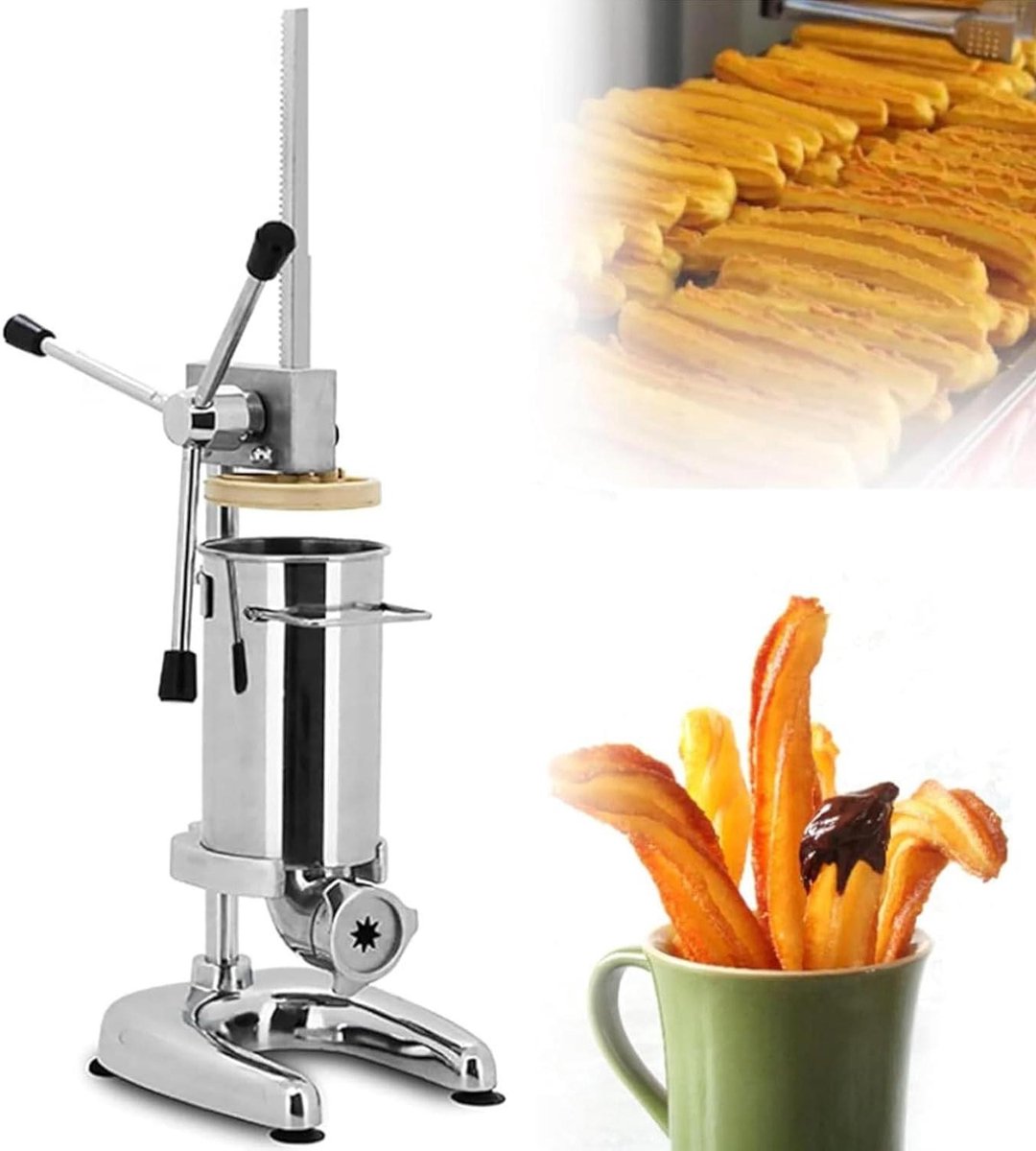 Churros Maker - Donut Machine - Zelf Bakken - Vijf Mondstukken - 2 Liter Capaciteit - Zilver