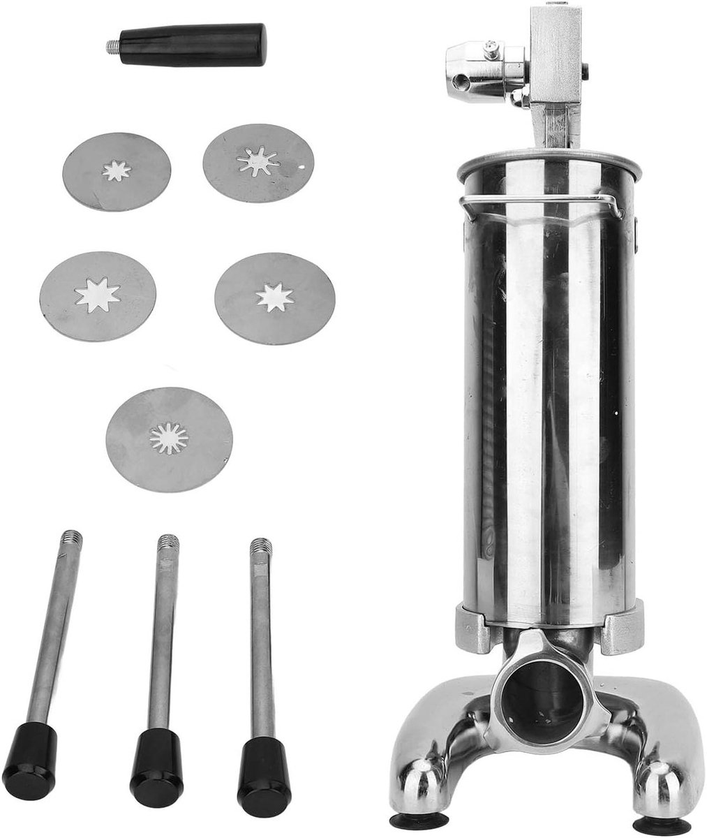 Churro Maker - Bakmachine Deeg - Zelf Bakken - Verticale Roestvrij Staal - 3L Capaciteit - Zilver