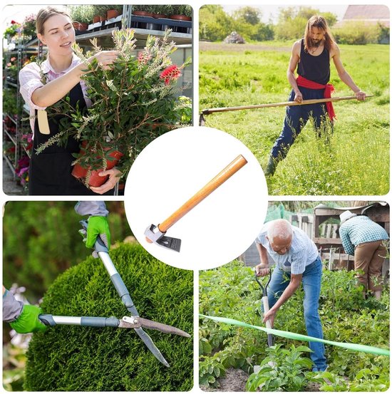 Zware stalen onkruid schoffel met houten handvat voor graven en wieden - Tuiniers gereedschap . — afbeelding 5
