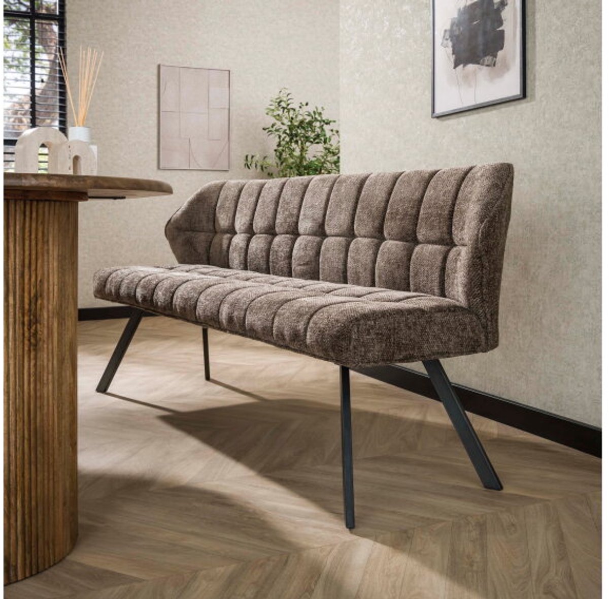 Eetkamerbank Raster - Hoven taupe - 180x58x81 cm