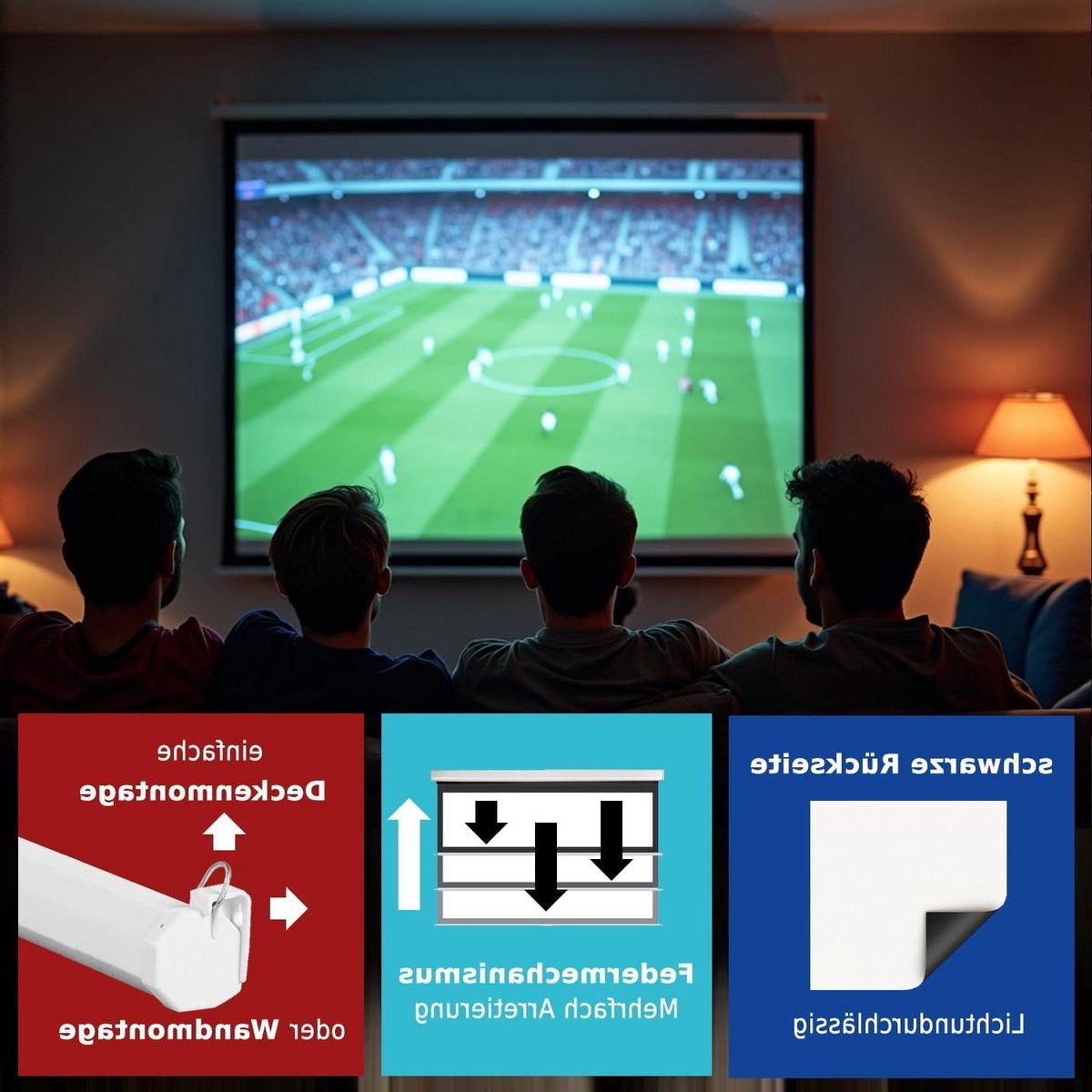 Rolgordijn projectiescherm - Beamer scherm - Home cinema - Hoge gain factor - 244 x 183 cm - Wit