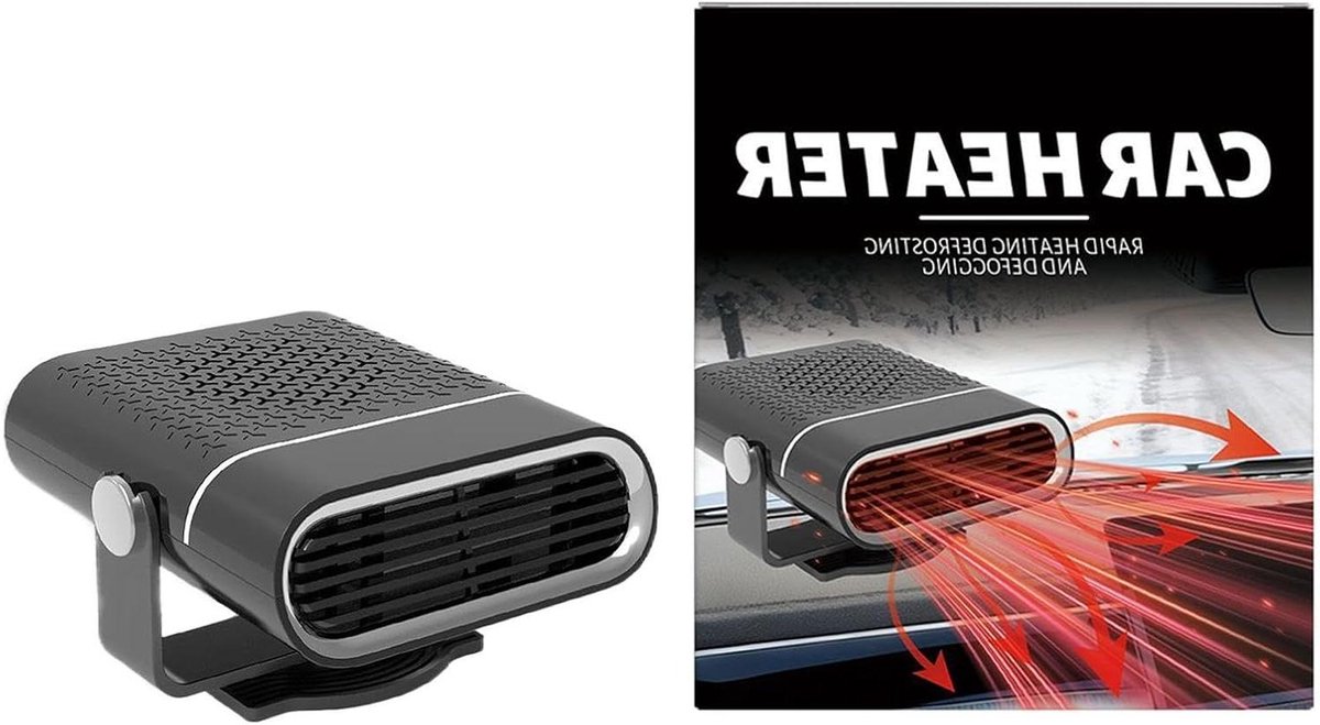 Auto Ventilator - Verwarming Ontdooier - Voorruit Ontdooien - 360 Graden Rotatie - 12V - Zwart