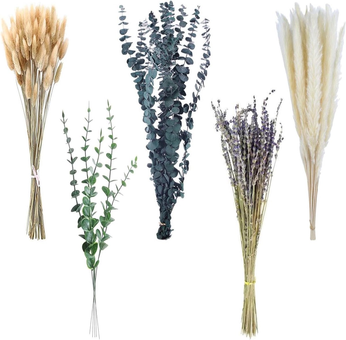 Dried Natural Flower Bouquet met Pampasgras en Gedroogde Bloemen voor Boho Decoratie in Huis, Tuin, Feest en Kantoor