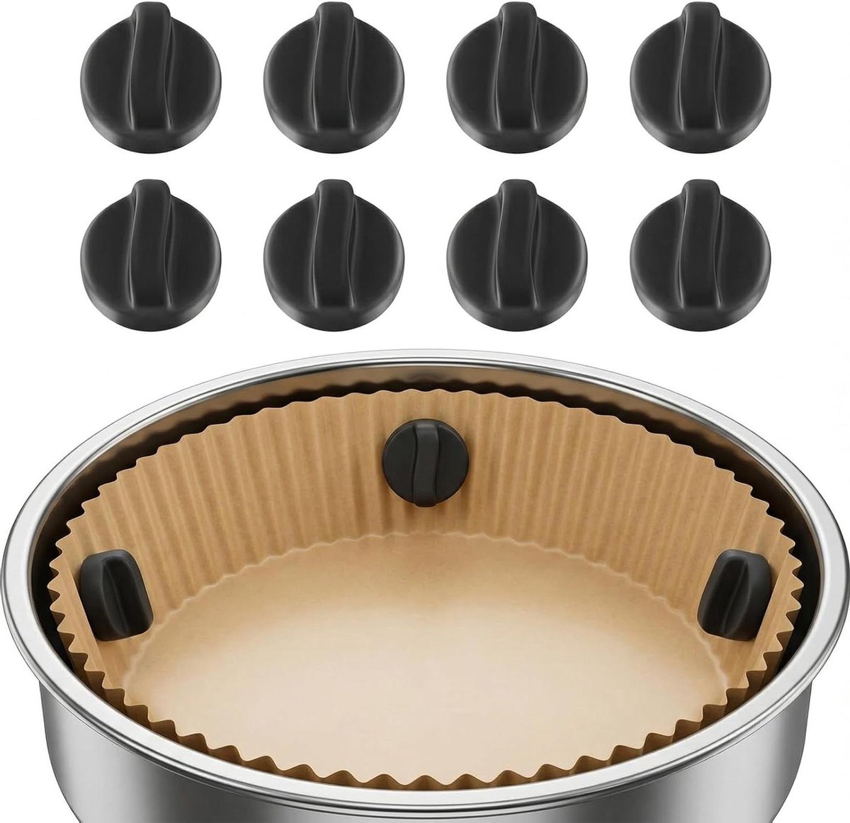 Airfryer Magneten Bakpapier Houders Veilig Bakken Hittebestendig Siliconen 8 Stuks Zwart