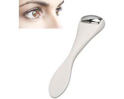 Witte Oogroller Massage Stick van Roestvrij Staal – voor Oogcrème, Ontspanning en Vermindering van Wallen en Vermoeidheid