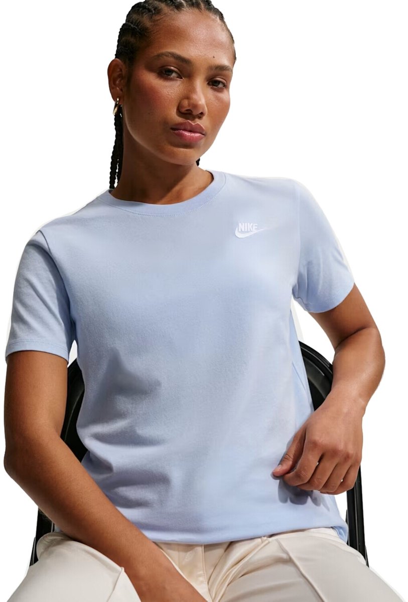 Nike Club Essential Dames Shirt Dx7902-407 Kleur Blauw
