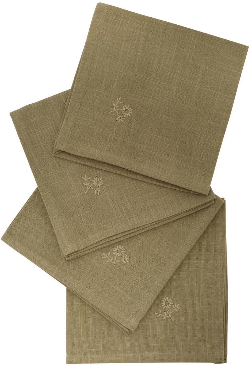 Atmosphera Katoenen Joy Servetten - 4 stuks - Stoffen servetten - 40x40cm - Khakigroen
