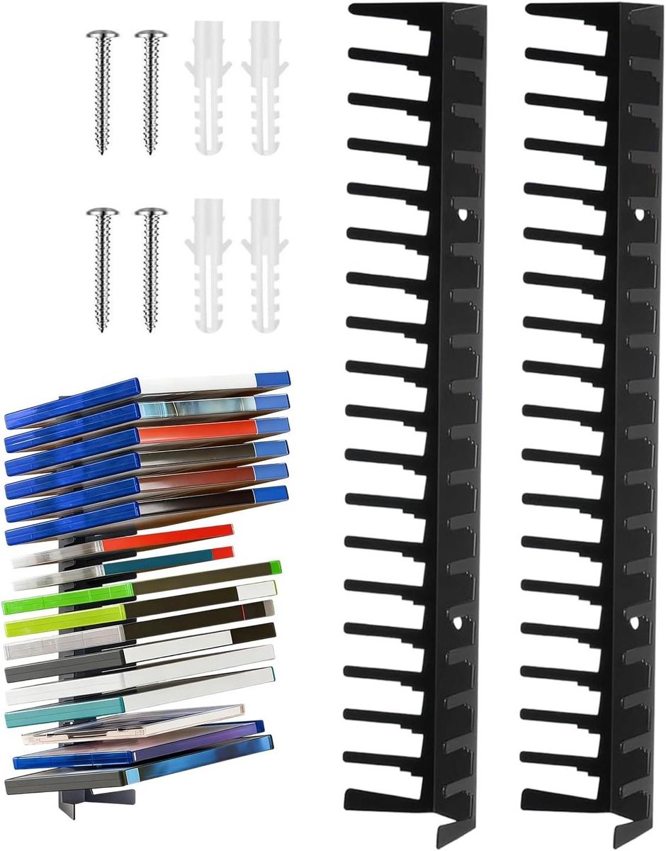 Opbergrek - Wandorganizer - Media Opslag - Robuust Staal - 2 Stuks - Zwart