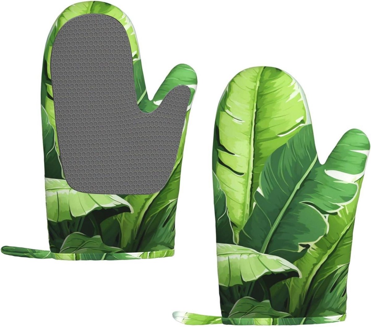 Ovenwanten Set - Keukenhandschoenen - Koken en Bakken - Hittebestendig Siliconen - 28x18 cm - Zwart