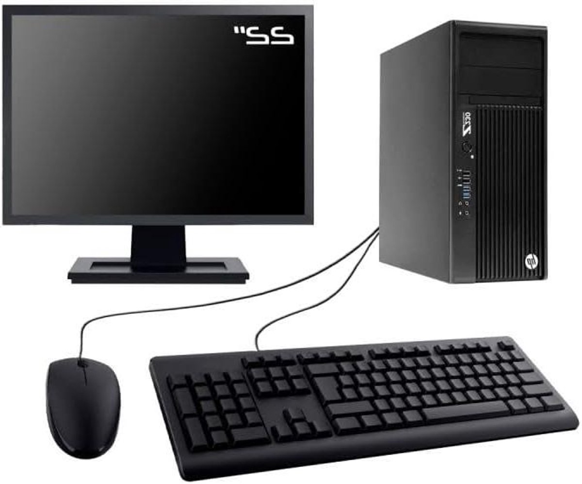 Werkstation Pc - Krachtige Desktop - Productief Werken - Gereviseerde Kwaliteit A - 22 Inch Scherm - Zwart