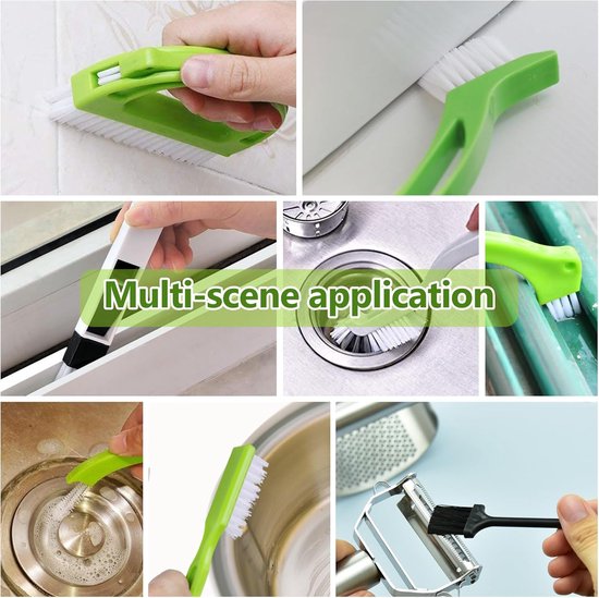 Voegenreiniger Set - Hoekborstels - Spleten Schoonmaken - 8-in-1 Multifunctioneel - 27 x 19 x 3 cm - Groen — afbeelding 3