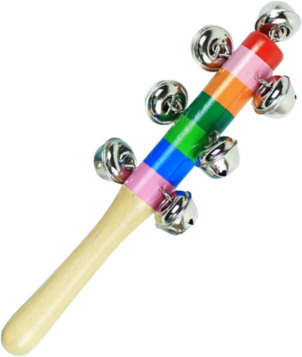 Kinderbel - Muziekinstrument - Vroeg Leren - Stevig Houten Handvat - 19 cm - Regenboog