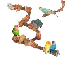 Zitstok voor vogels - Vogelaccessoire papegaaienspeelgoed - Klimmen en spelen - Vormbaar met draadkern - 80 cm - Natuurhoutkleur