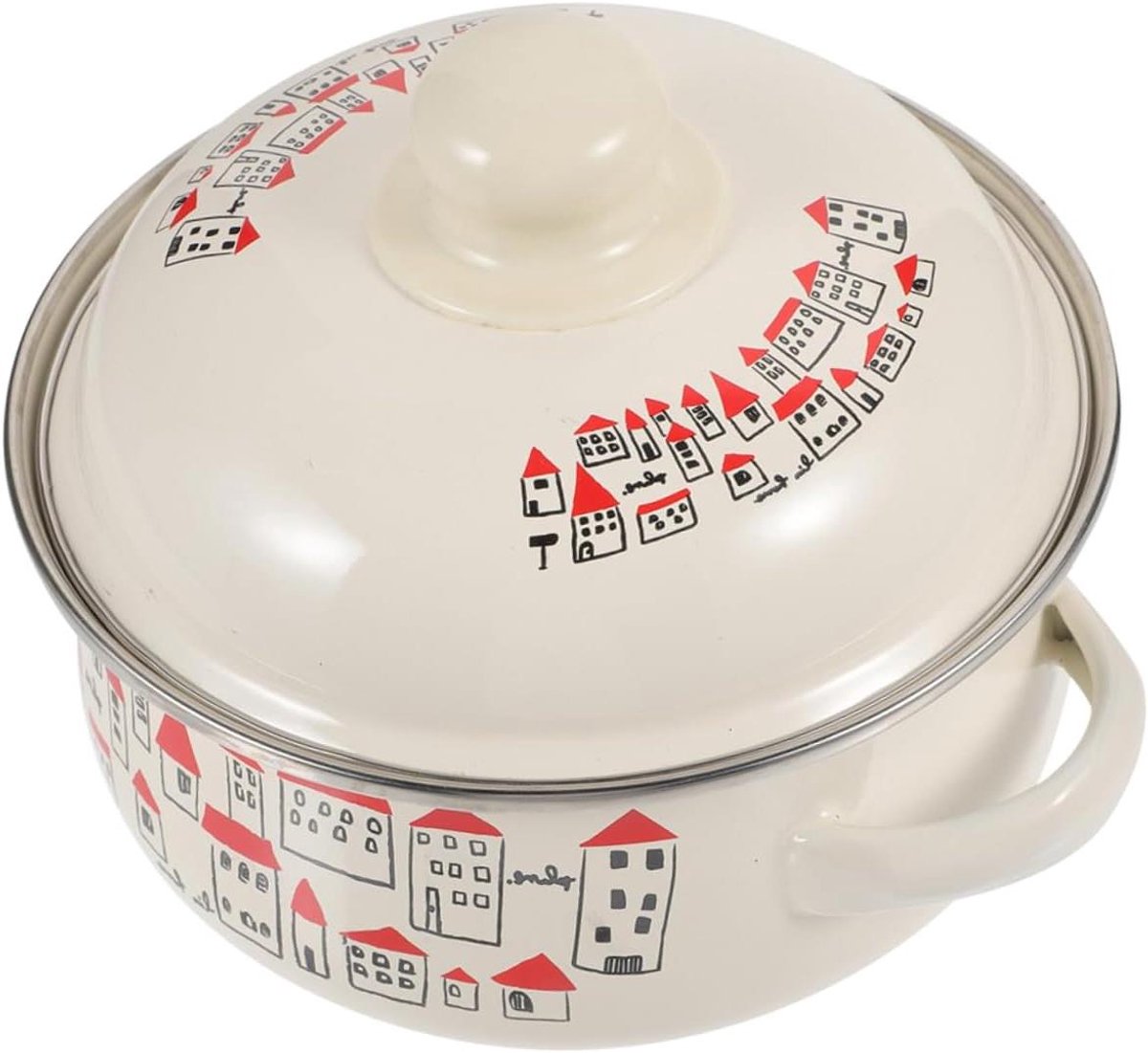 Emaille Soeppan - Keuken Pan - Thuis Koken - Ovenbestendig - 1 Eenheid - Wit