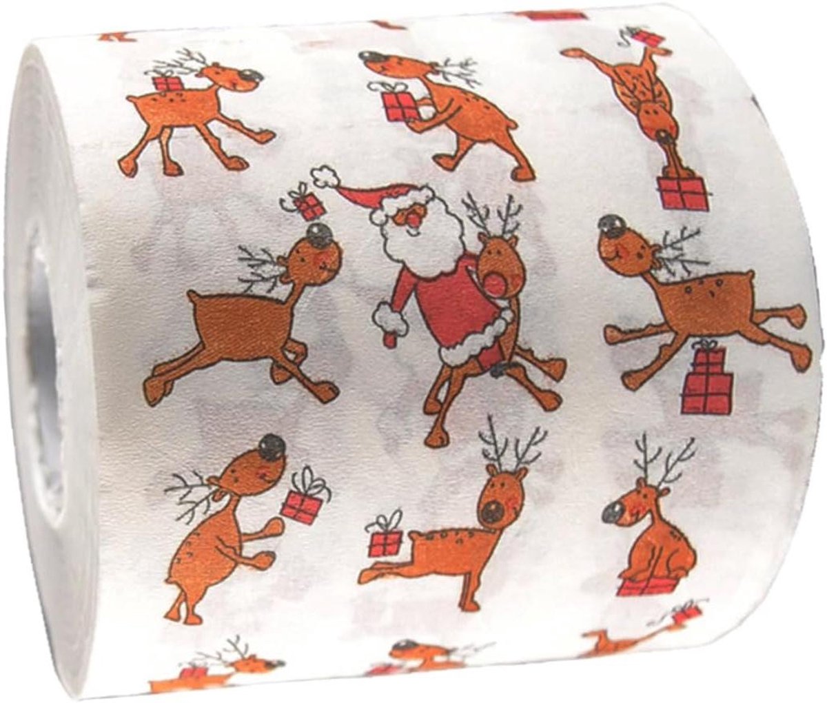 Toiletpapier met Rendierprint - Kerst Rol - Badkamer Decoratie - Niet Vervaagde Prints - 10x10x10 cm - Gekleurd