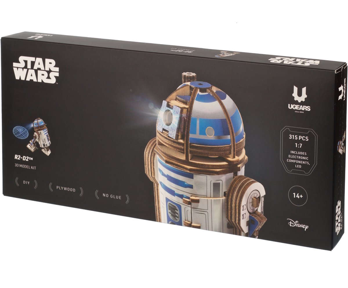 UGEARS 3D Modelbouw - R2-D2 - Star Wars - Mechanisch Bouwpakket Hout - Educatief Speelgoed — afbeelding 10