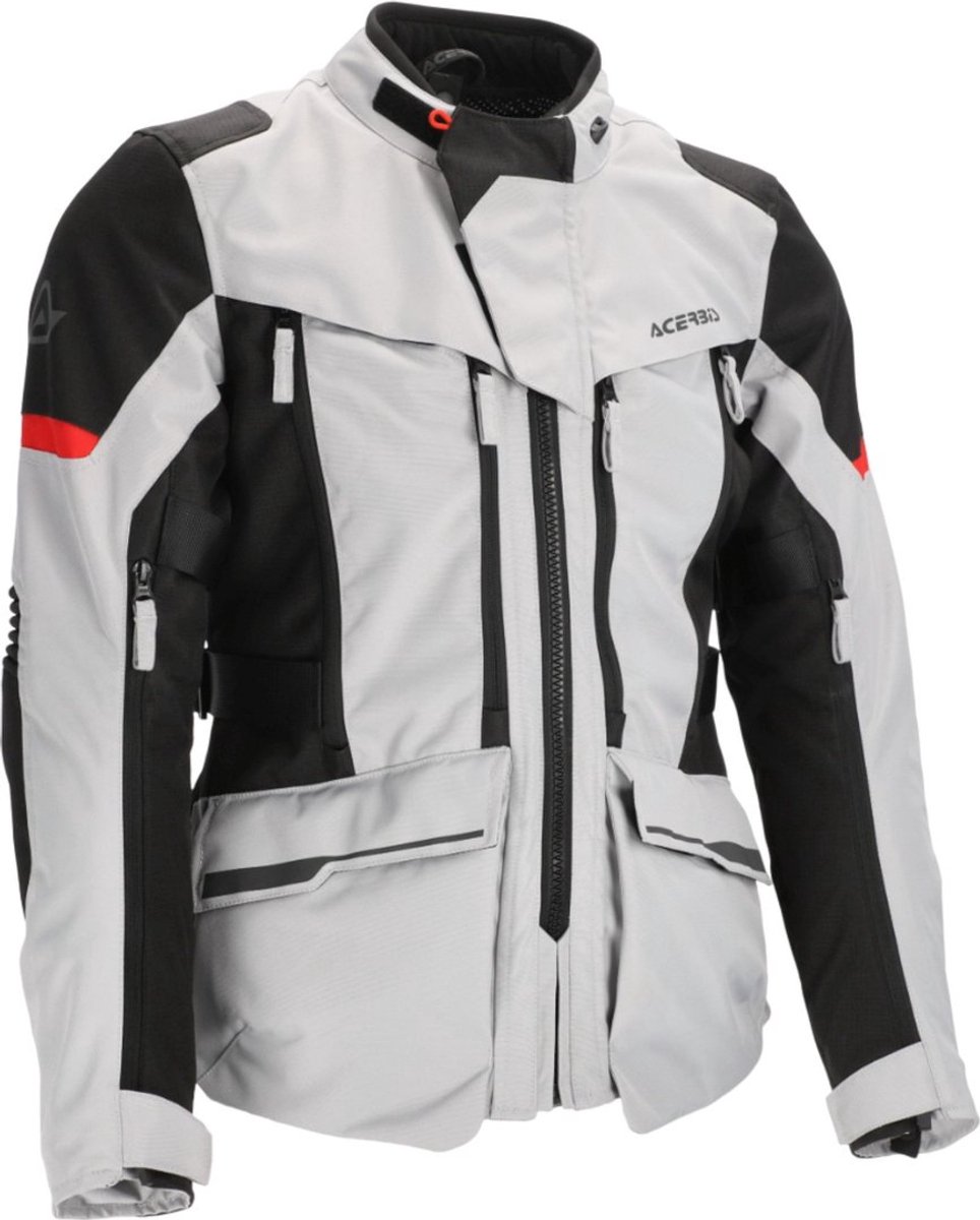 Acerbis X-Rover Dames Grijs Rood Waterdichte Textiele Motorjas - Jas