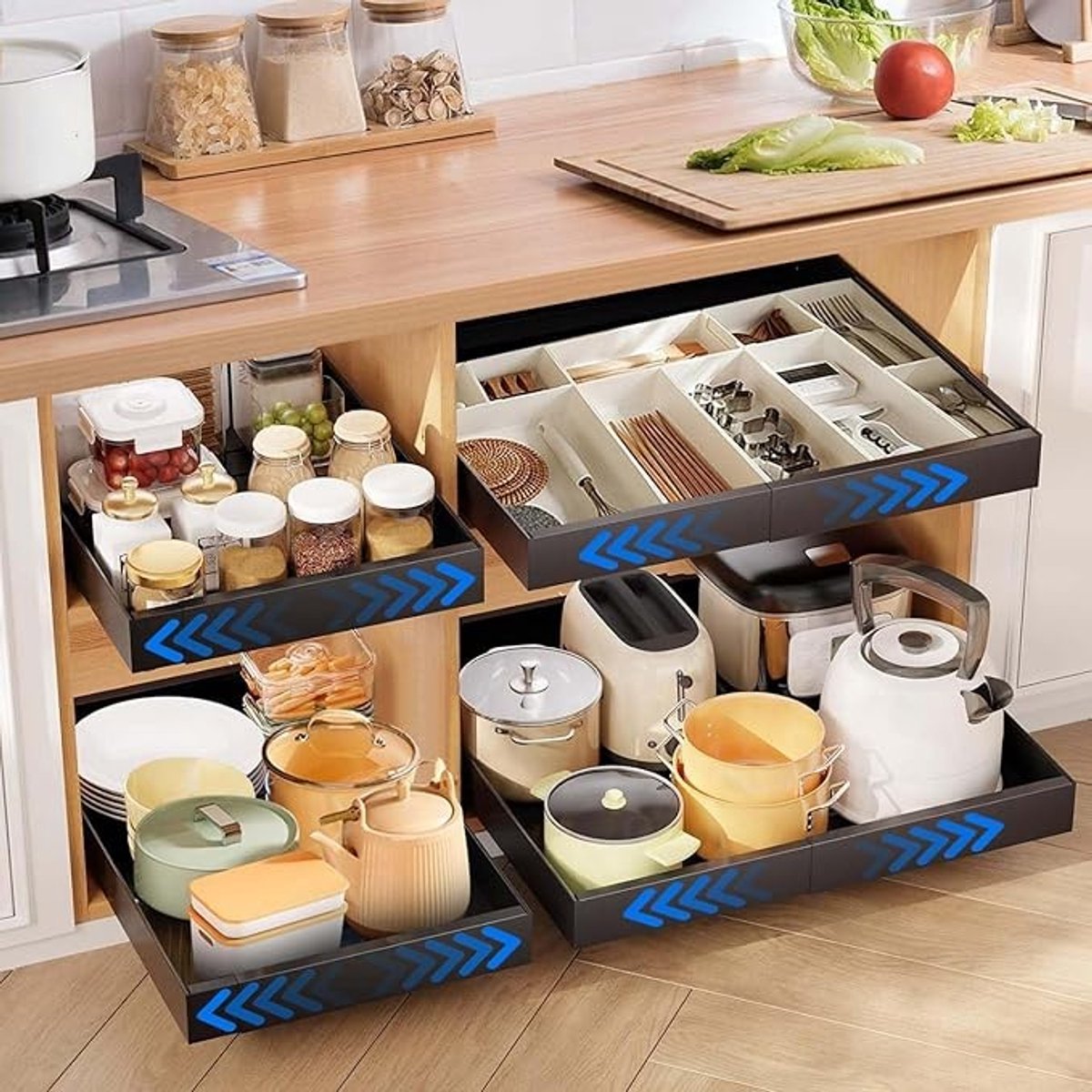 Uitschuifbare lade, verstelbare breedte 32-52 cm, 2 stuks