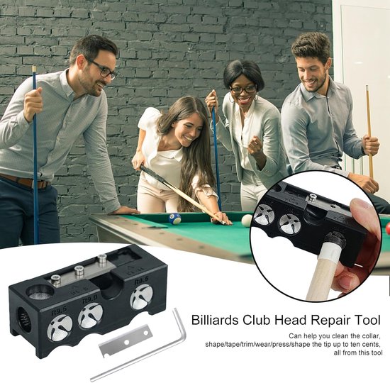 Multifunctioneel gereedschap voor biljartkeu - 11-in-1 biljart reparatie set met cue-trimmer, burnisher, shaper, tapper. van Merkloos — afbeelding 4