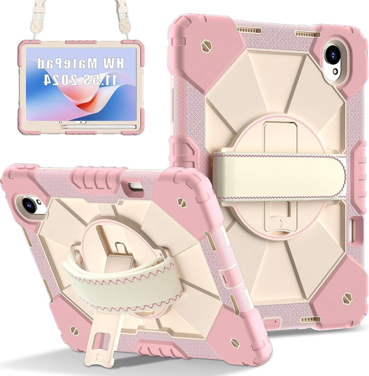 Tablethoes - Robuuste hoes - Tabletbescherming - 360 graden standaard - 11.5 inch - Rosé Goud