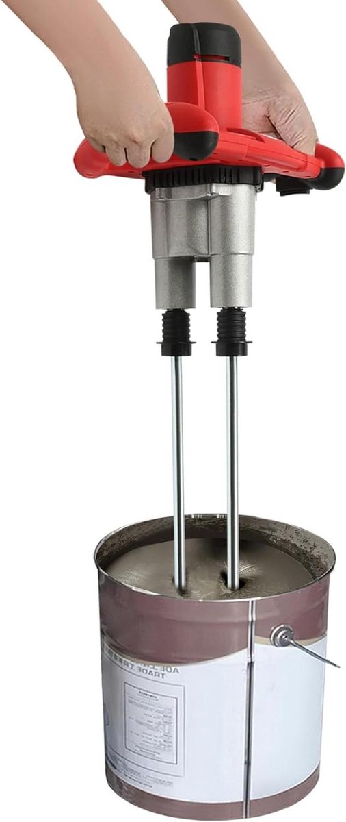 Betonmixer - Mortelmixer Roerder - Verf Cement Mengen - 6 Versnellingen - 1800 W - Rood