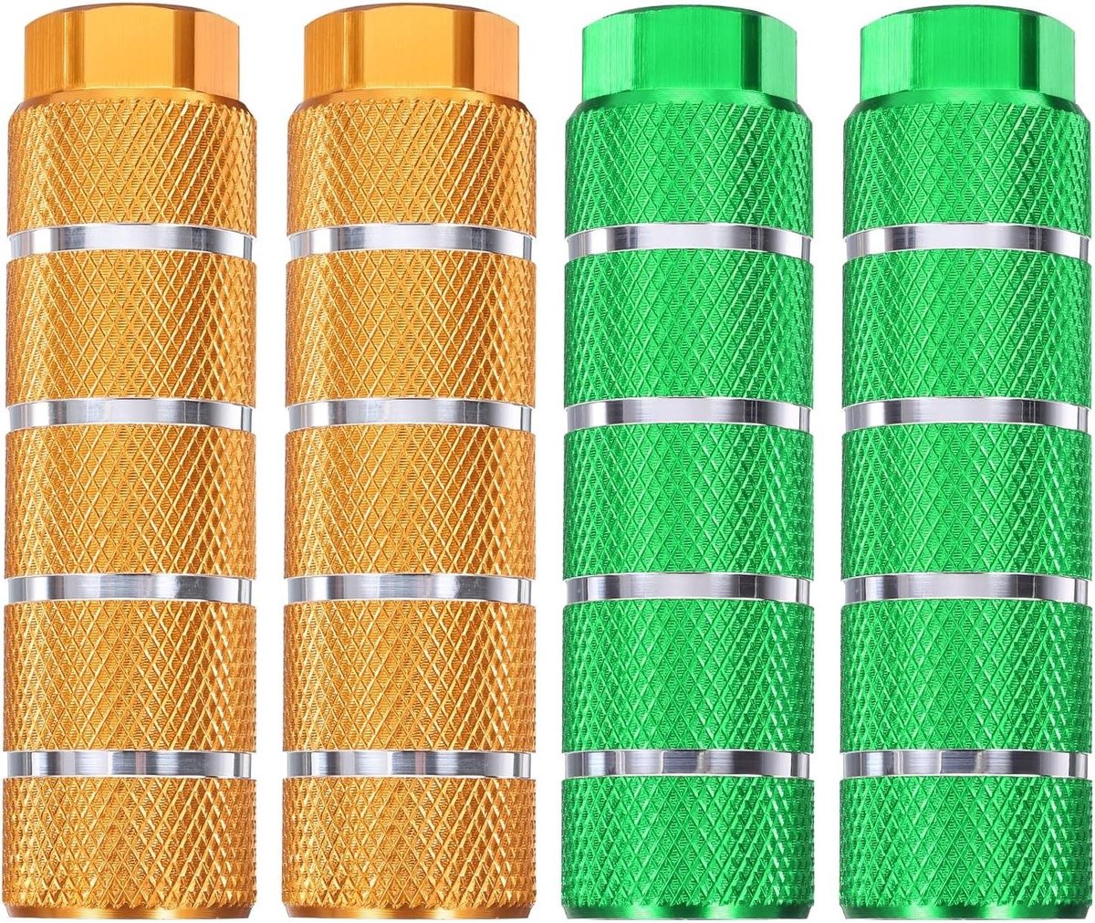 Fiets Steunpennen - Stunt Pegs - Fietsen Ondersteuning - Antislip Oppervlak - 100 mm Lengte - Groen Geel
