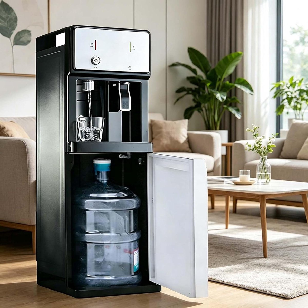 Waterkoeler Staand - Waterdispenser Onderlading - Direct Drinkwater - Kinderveiligheidsslot - 105 cm Hoog - Wit
