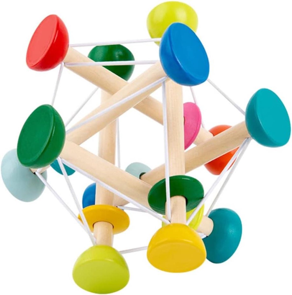 Babysensory Bal - Houten Bal - Ontwikkeling Stimuleren - Duurzaam Hout - 16.5 cm - Multicolor