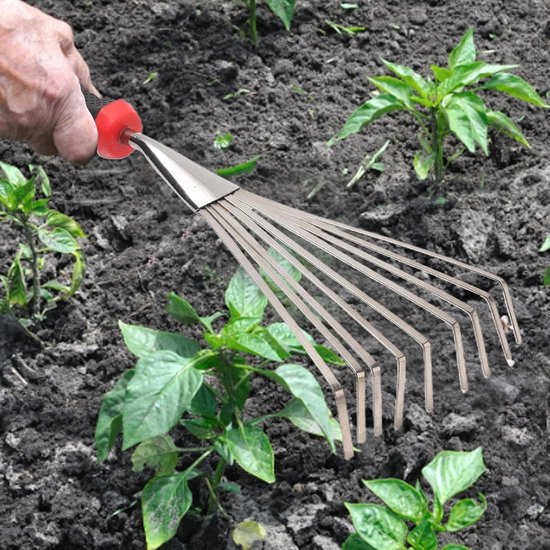 Handhark - Kleine hark - Planten en wieden - Ergonomisch handvat - 37 cm - Zwart — afbeelding 5
