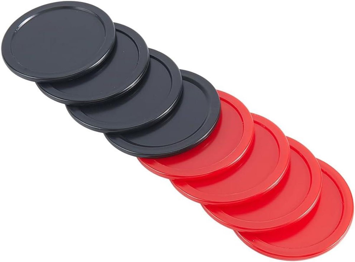 Air Hockey Pucks - Schijven Vervanging - Spel Verbeteren - Glad Braamvrij Oppervlak - 8 Stuks - Rood Zwart
