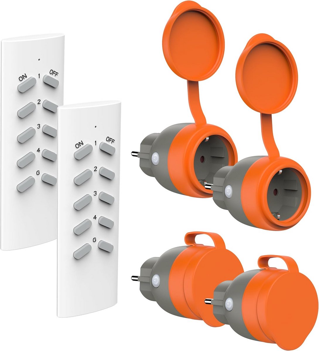 Set Draadloze Buitenstopcontacten met Afstandsbediening IP44 Waterdicht