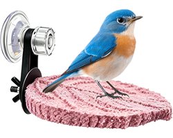 Vogelstok met Zuignap - Zitstok Parkieten - Vogels Trainen - Natuurlijke Textuur - 13.5 x 9.5 cm - Roze