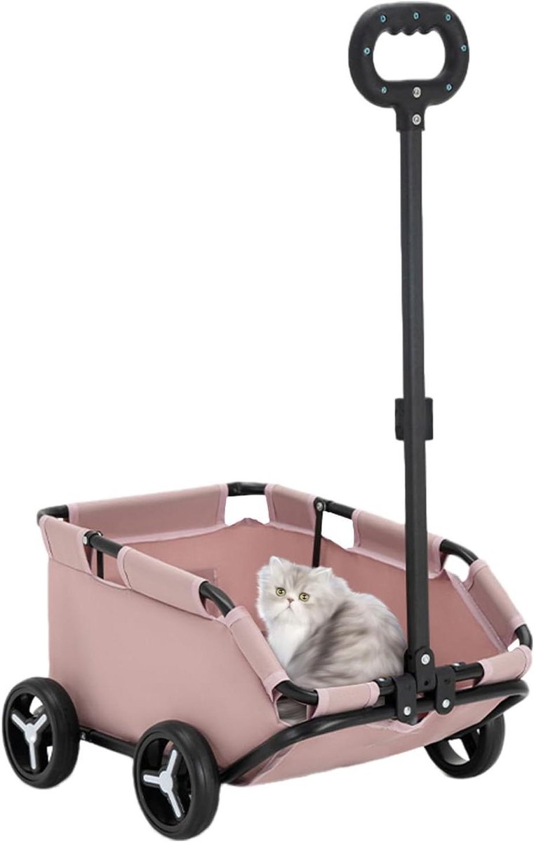 Huisdier Kinderwagen - Reisbuggy - Comfortabel Reizen - Eenvoudig Opvouwbaar - 59 x 39 cm - Roze