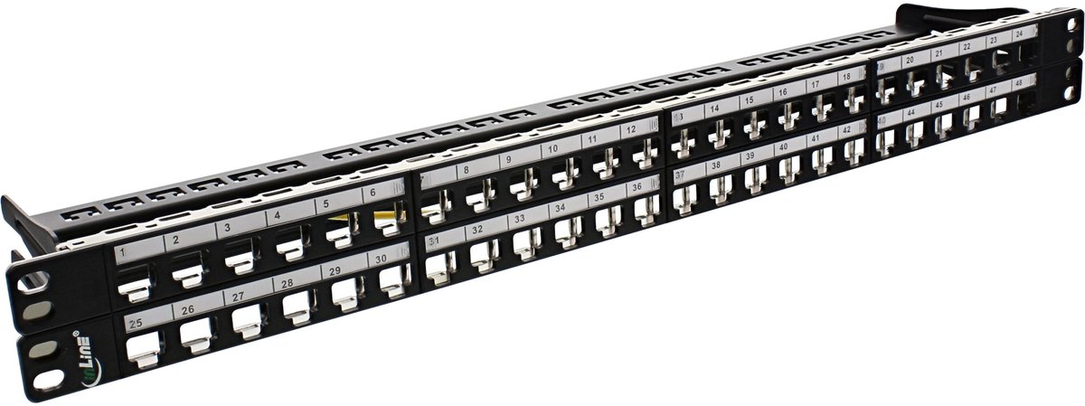 48-poorts Leeg Patchpaneel - Geschikt voor Cat6 en Cat6a Keystones - 1U - Zwart