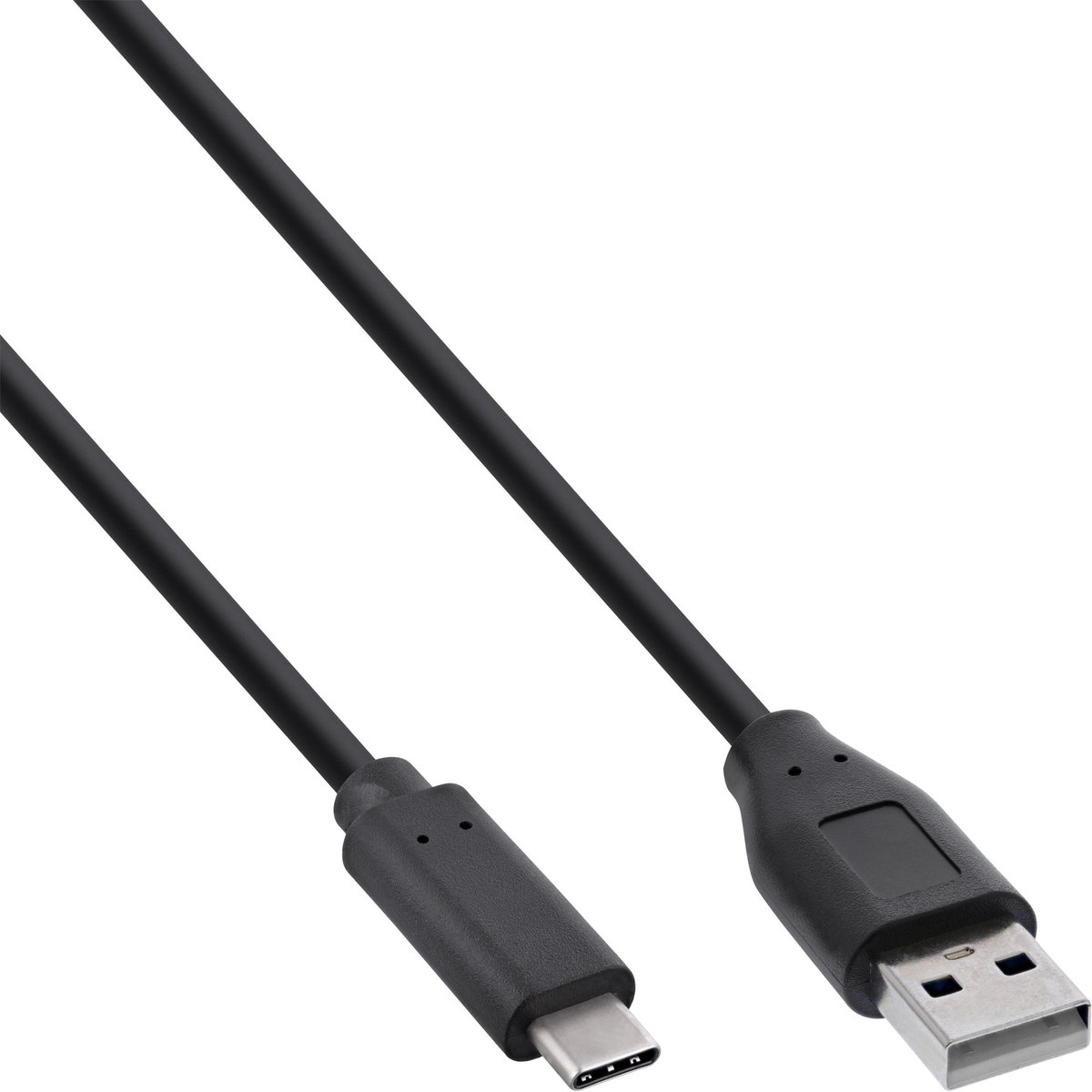 InLine® USB 2.0-kabel, USB-C-stekker naar A-stekker, zwart, 0,3 m