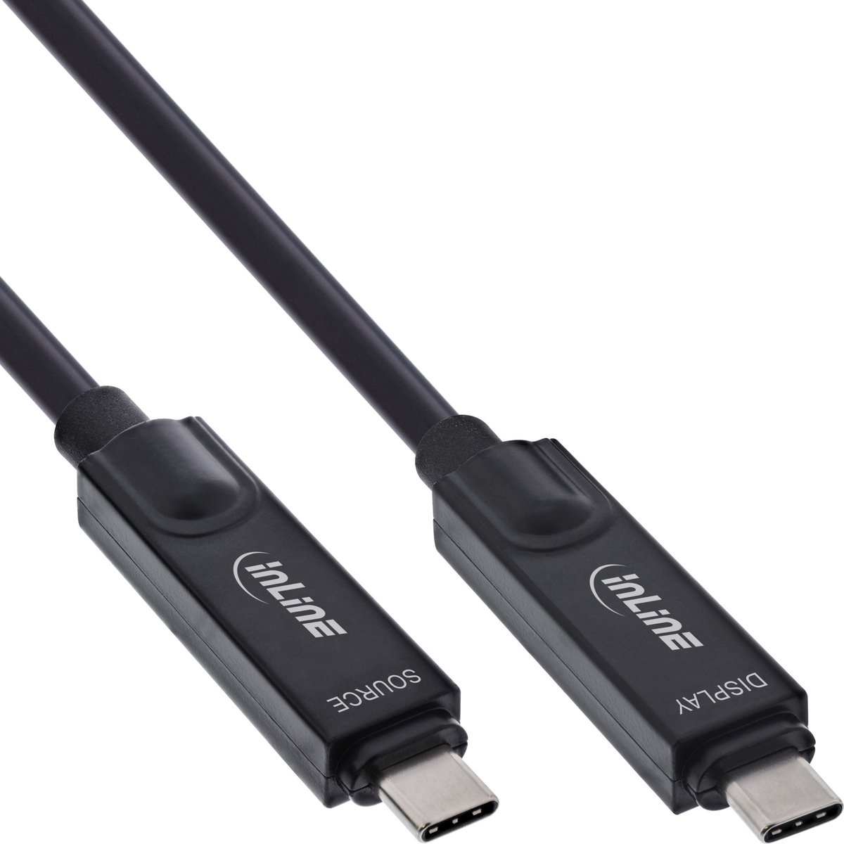 InLine® USB 3.2 Gen.2 AOC-kabel, USB-C M/M, 8K60Hz, 60W, zwart, 3m