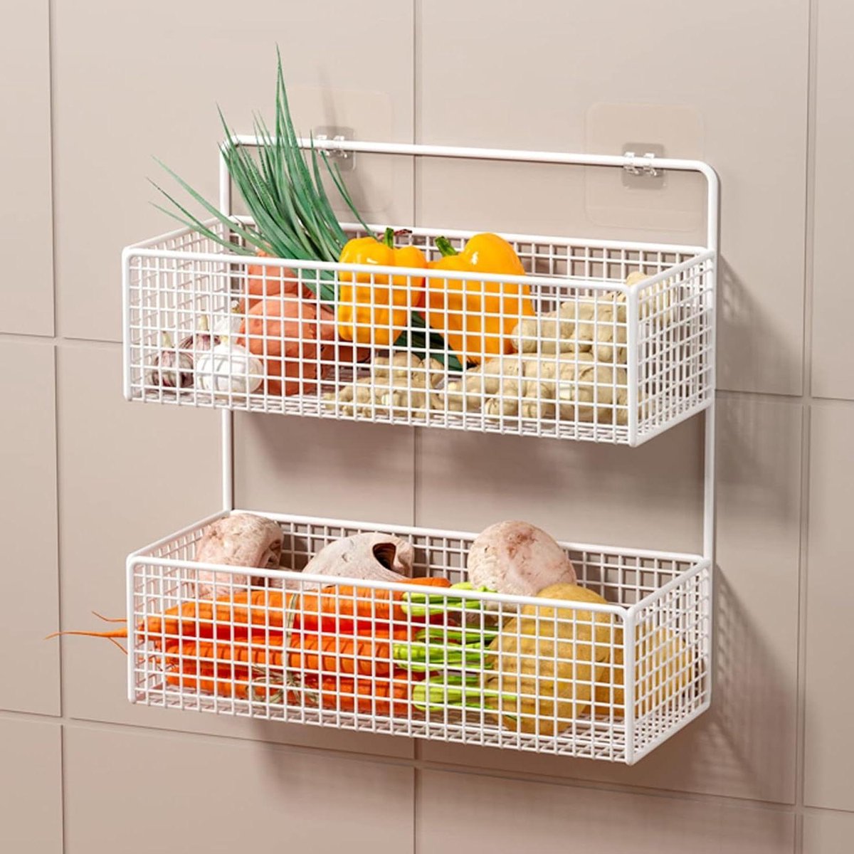 Fruitmand - Groenterek - Keuken Opbergen - Dubbellaags Ontwerp - 36 cm - Zwart
