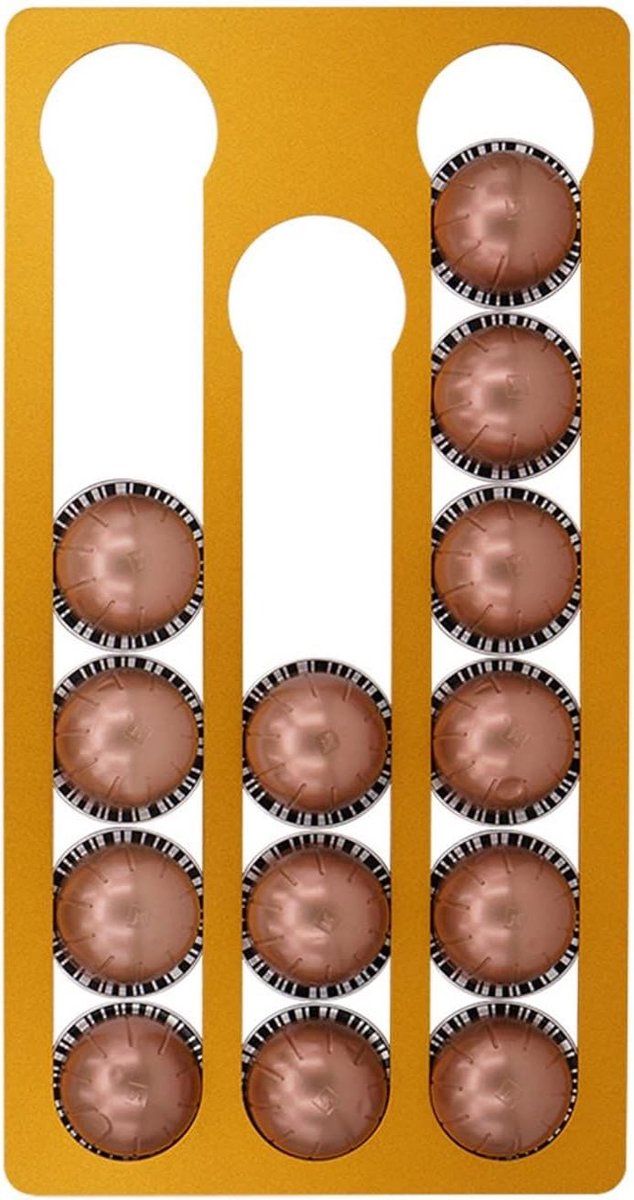 Koffiepads Houder - Capsule Opberger - Koffie Opslag - Horizontaal of Verticaal - 40x21cm - Goudkleurig