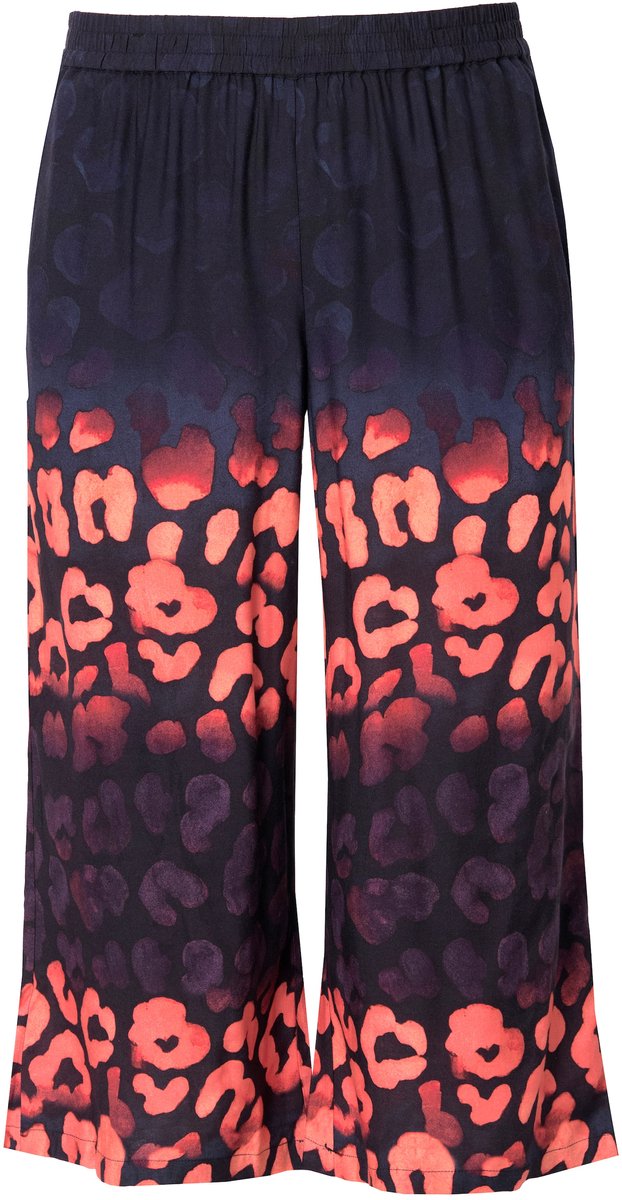 Angel of Style - Dames - Culotte wijde pijpen broek luipaardmotief - Donkerblauw - Maat 54