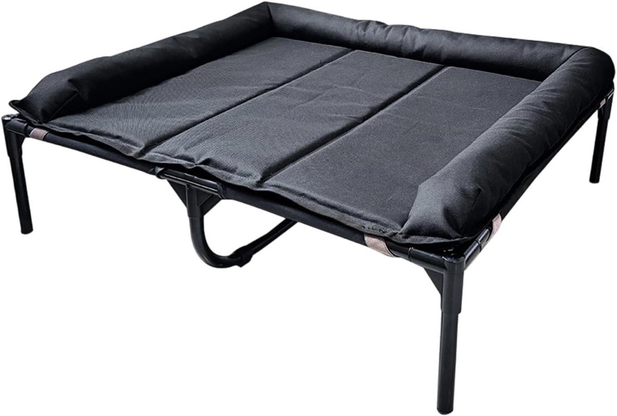 Huisdier campingbed - Verhoogd hondenbed - Reizen kamperen - Waterdicht Oxford stof - 79 x 67 cm - Zwart